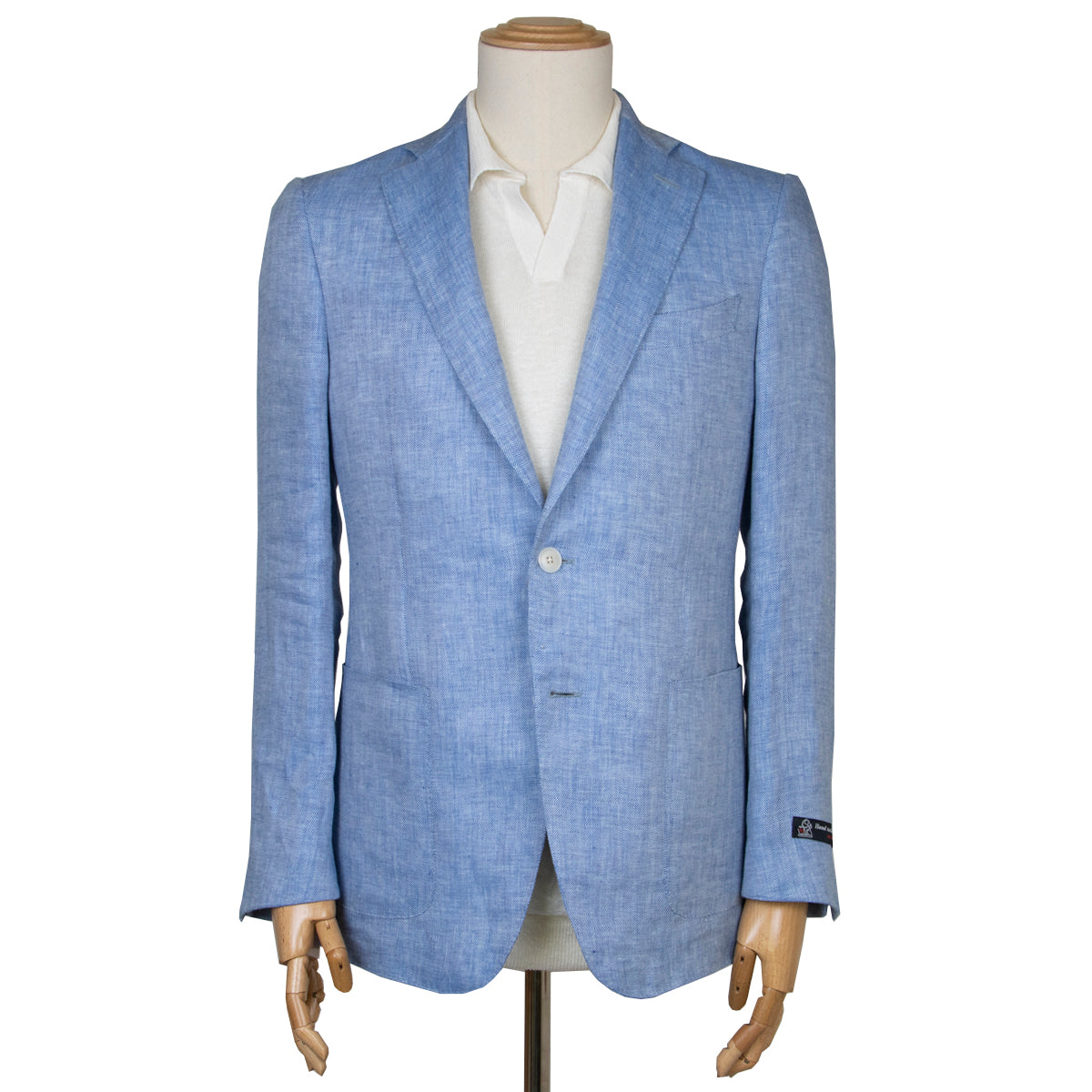 Light Blue Loro Piana Herringbone Linen Jacket  Robert Old   