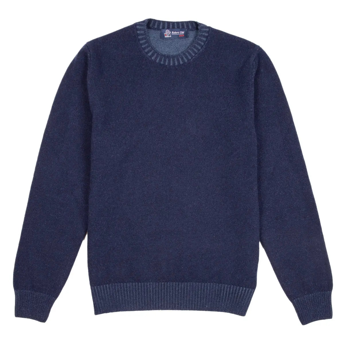 Navy Wool & Cashmere Blend Crewneck Jumper  Robert Old   