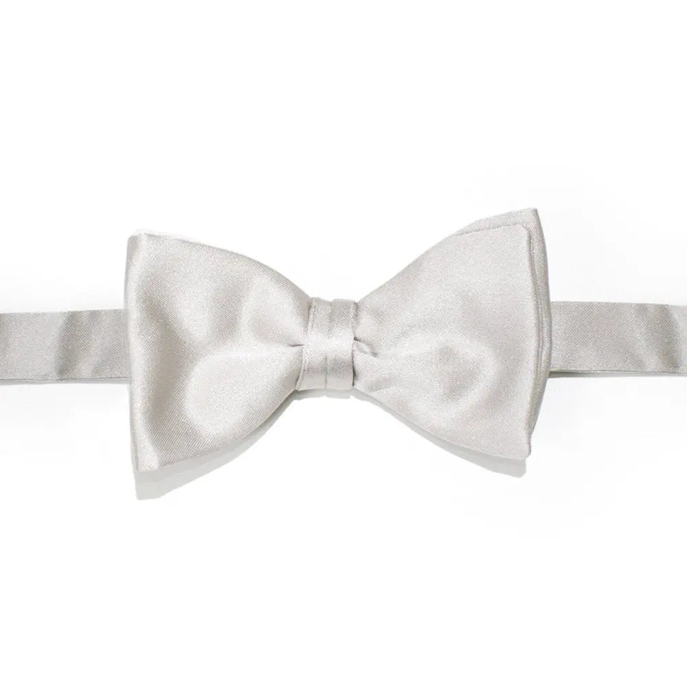 Silver Silk Bow Tie  Robert Old   