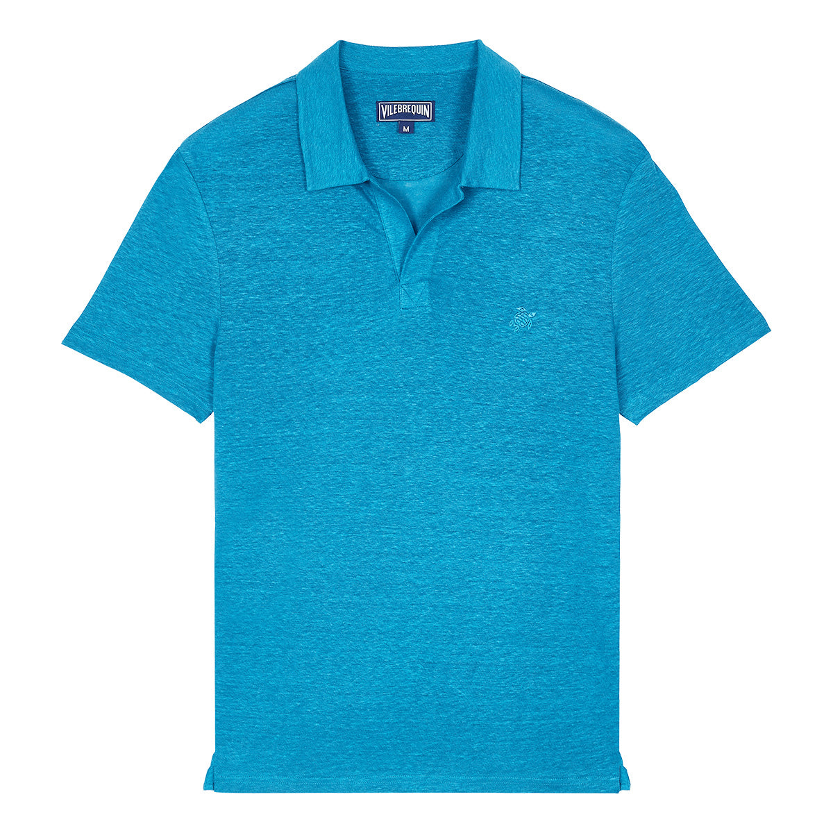 Calanque Blue Linen Pyramid Polo Shirt  Vilebrequin   