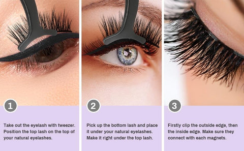Magnetic eyelashes kit with false lashes, magnetic eyeliner and a twizzer for easy application perfect for any occasion