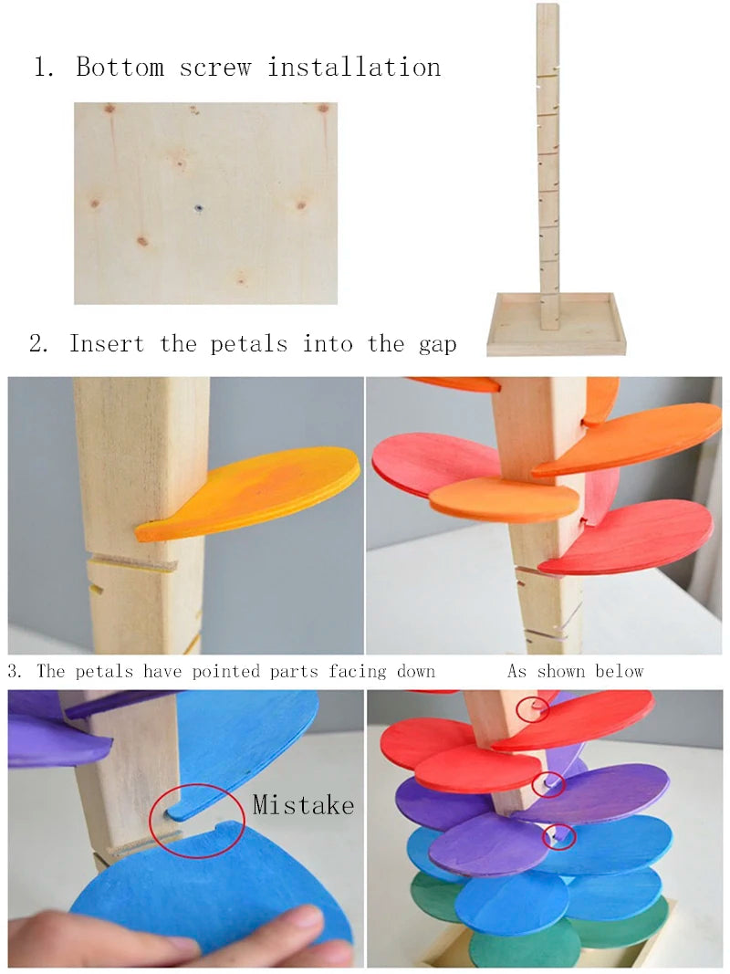 Wooden Rainbow Singing Tree – Montessori Marble Run Toy for Cognitive Growth & Creative Play