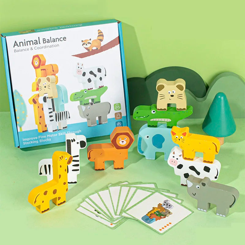 Montessori Wooden Animal Stacking Puzzle Balance Toy – Build Brains While Having Fun - sensory kids
