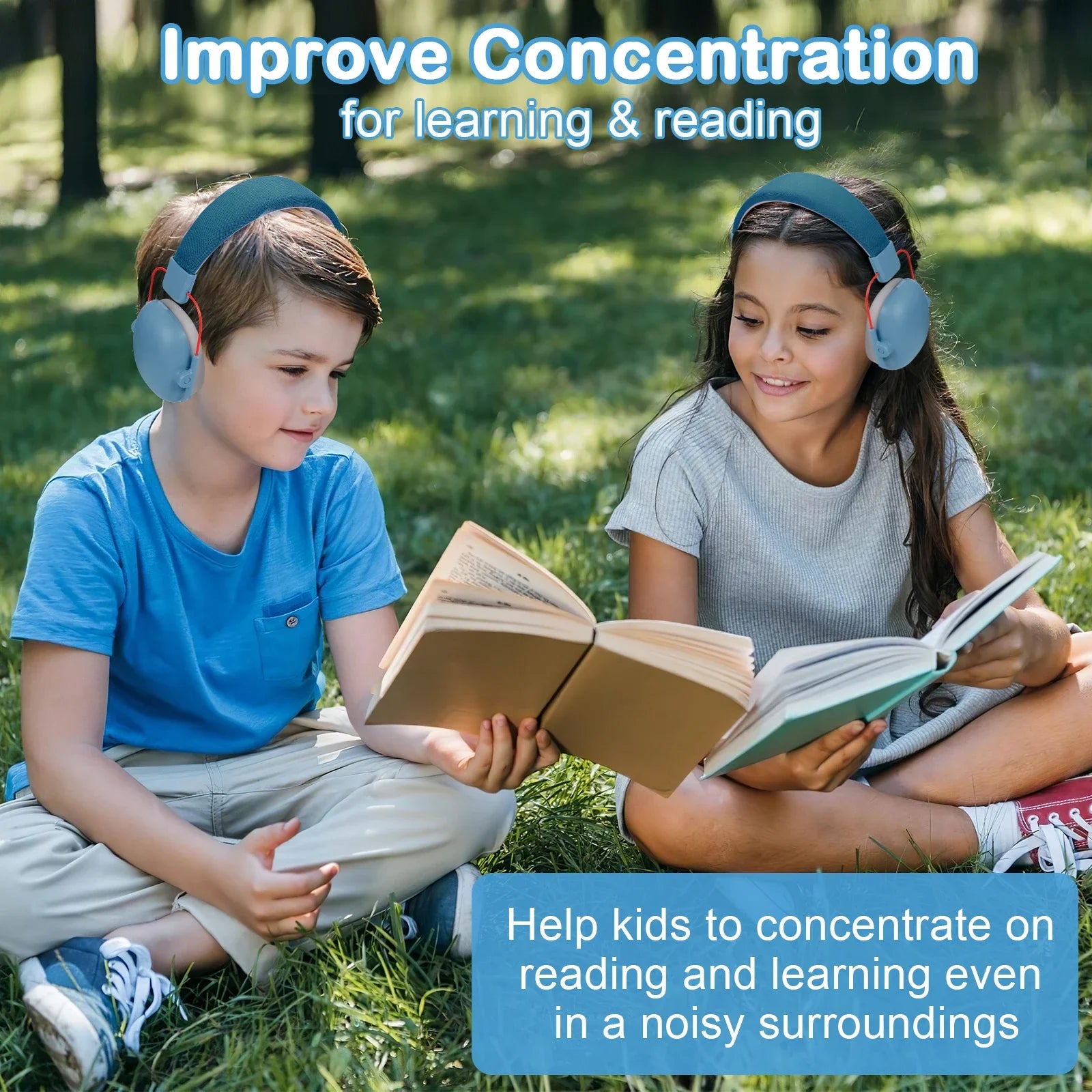 Kids Noise Cancelling 27dB Hearing Protection Earmuffs – Improve Concentration for learning and reading