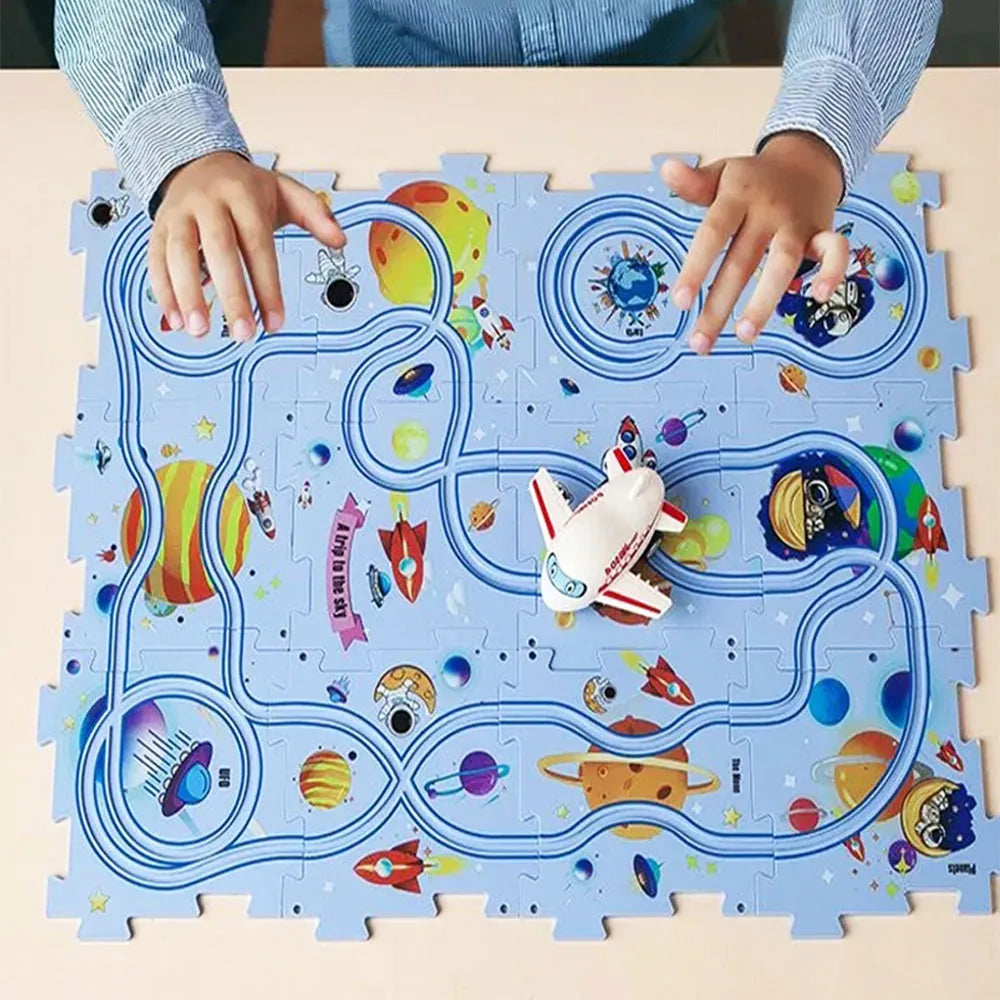 Montessori Puzzle Car Track Brain Development Toy for Kids - Car Track, Brain Game & Floor Puzzle