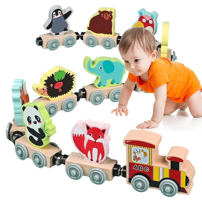 Montessori Kids Magnetic Wooden Train Toys