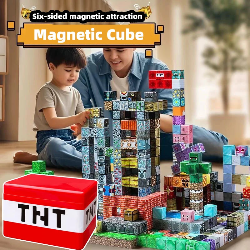 Magnetic Cube Building Blocks – Creative DIY Construction Toys with Storage Gift Box for Kids Learning & Imaginative Play
