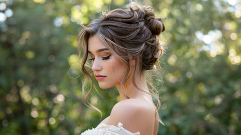 Pulled Back Wispy Bun With Fly-Aways