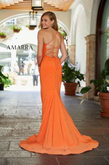 one shoulder prom dresses orange