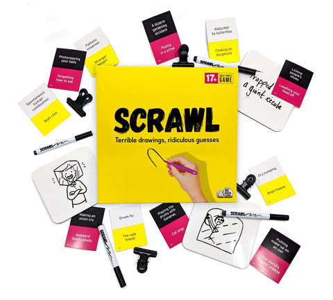 scrawl board game components