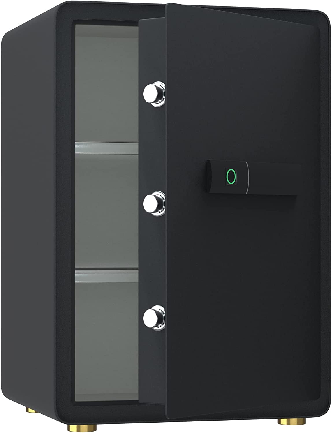 Reliancer Biometric Safe Box - 2.7 Cubic Feet Auto-Open Fingerprint Safe with 2Removable Shelf, Sensor Light,Full Felt Lining - Q345 Alloy Steel Home Safe - Luxury Cabinet Safe for Home Office Storage