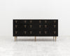 72" CAPTAIN'S DRESSER IN DARK MULLED LEATHER WITH NATURAL BRONZE HARDWARE