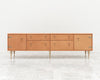 85" CAPTAIN'S MID CREDENZA IN NUDE LEATHER WITH NATURAL BRONZE HARDWARE