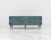 61" CAPTAIN'S MID CREDENZA IN MINERAL LEATHER WITH DIRTY BRONZE HARDWARE