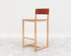 SQUARE GUEST COUNTER STOOL IN NATURAL MAPLE WITH NATURAL MULLED LEATHER SEAT AND BACK