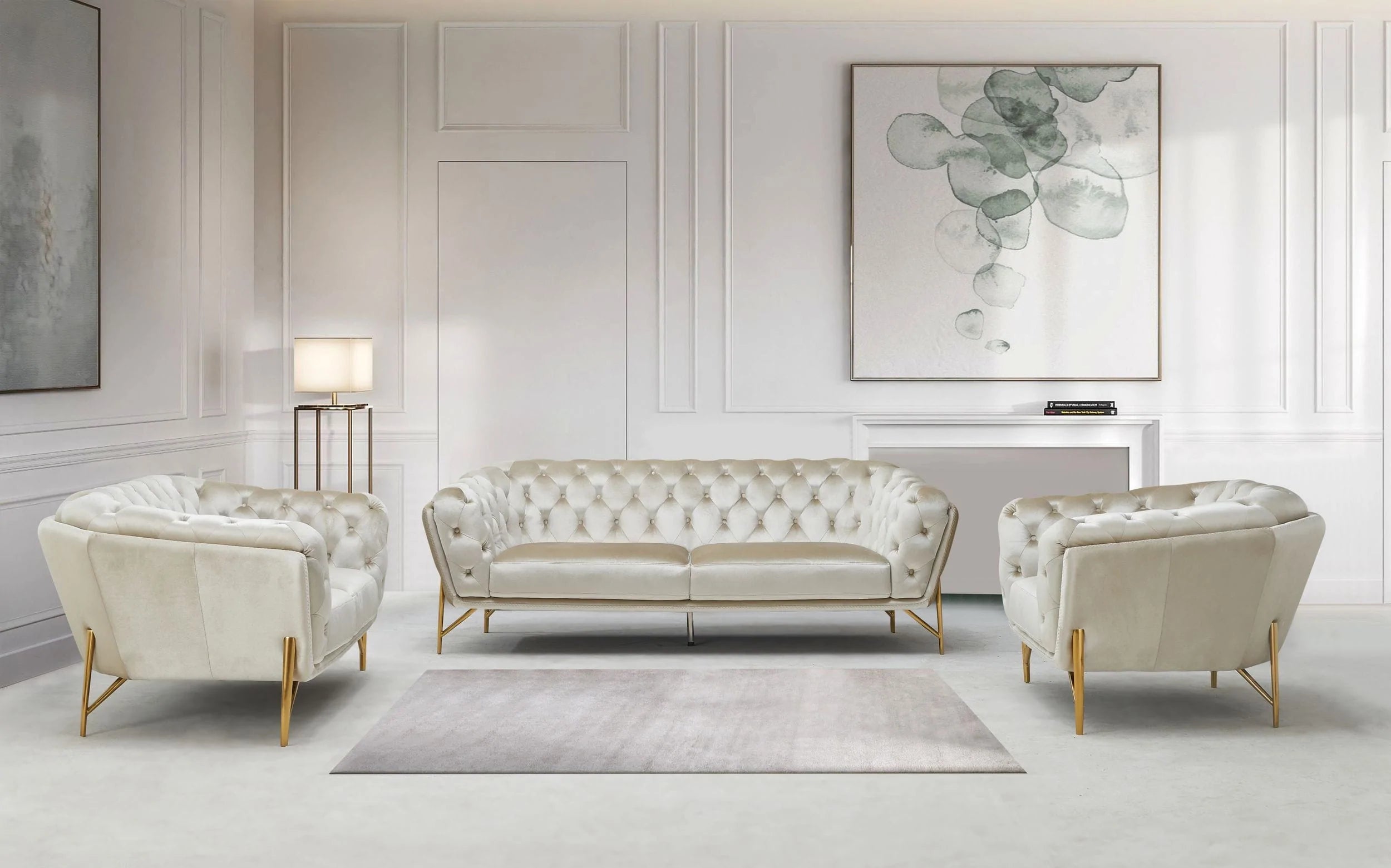 Divani Casa Stella Transitional Beige Velvet Sofa Set By VIG Furniture