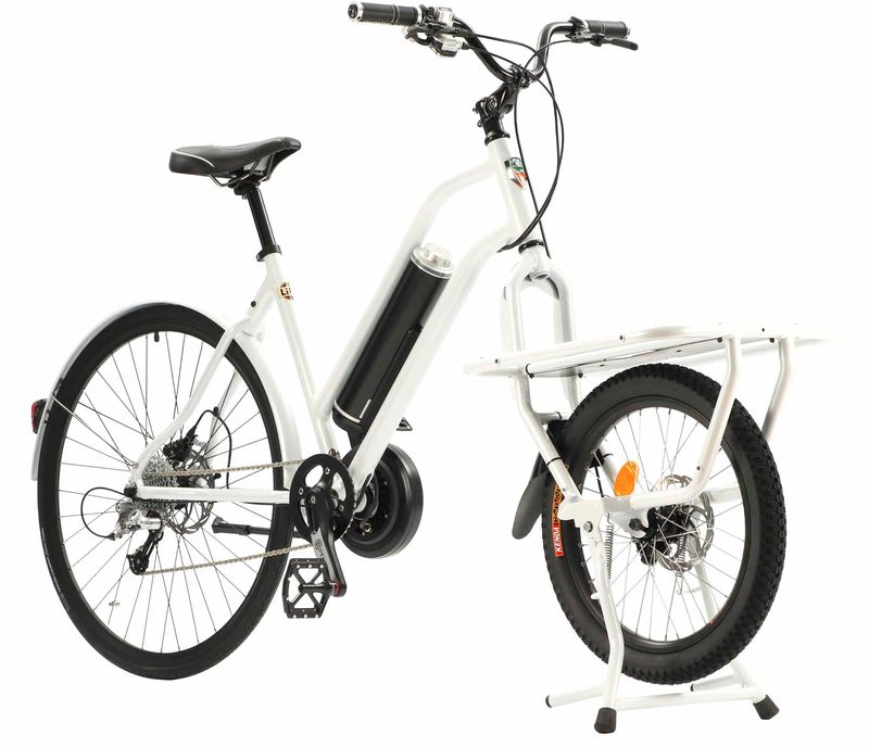 Vélo cargo compact électrique - Familéö 3 vitesses Blanc + accessoires  enfant