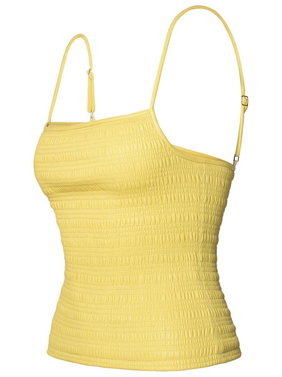 Nanushka Arenda Tank Top In Lime Polyurethane Blend In Yellow