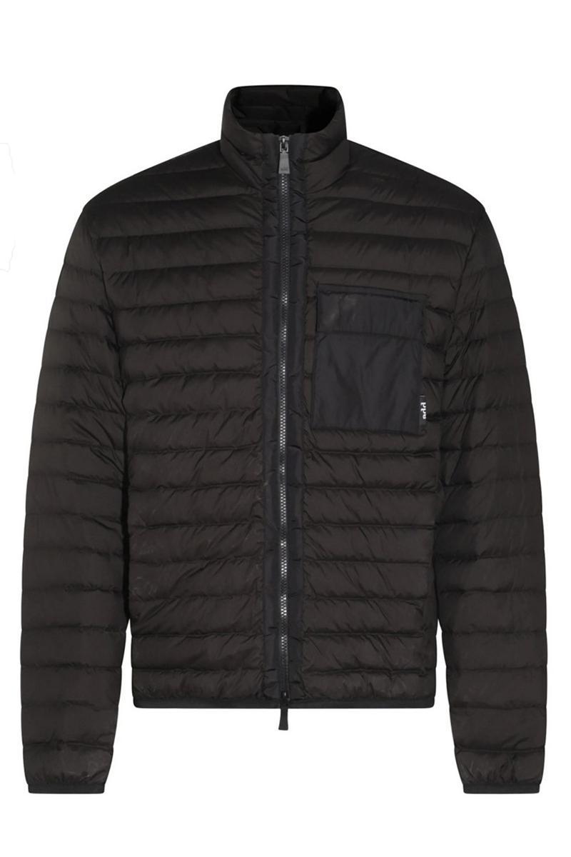 Add Quilted Black Jacket With High Collar In Black