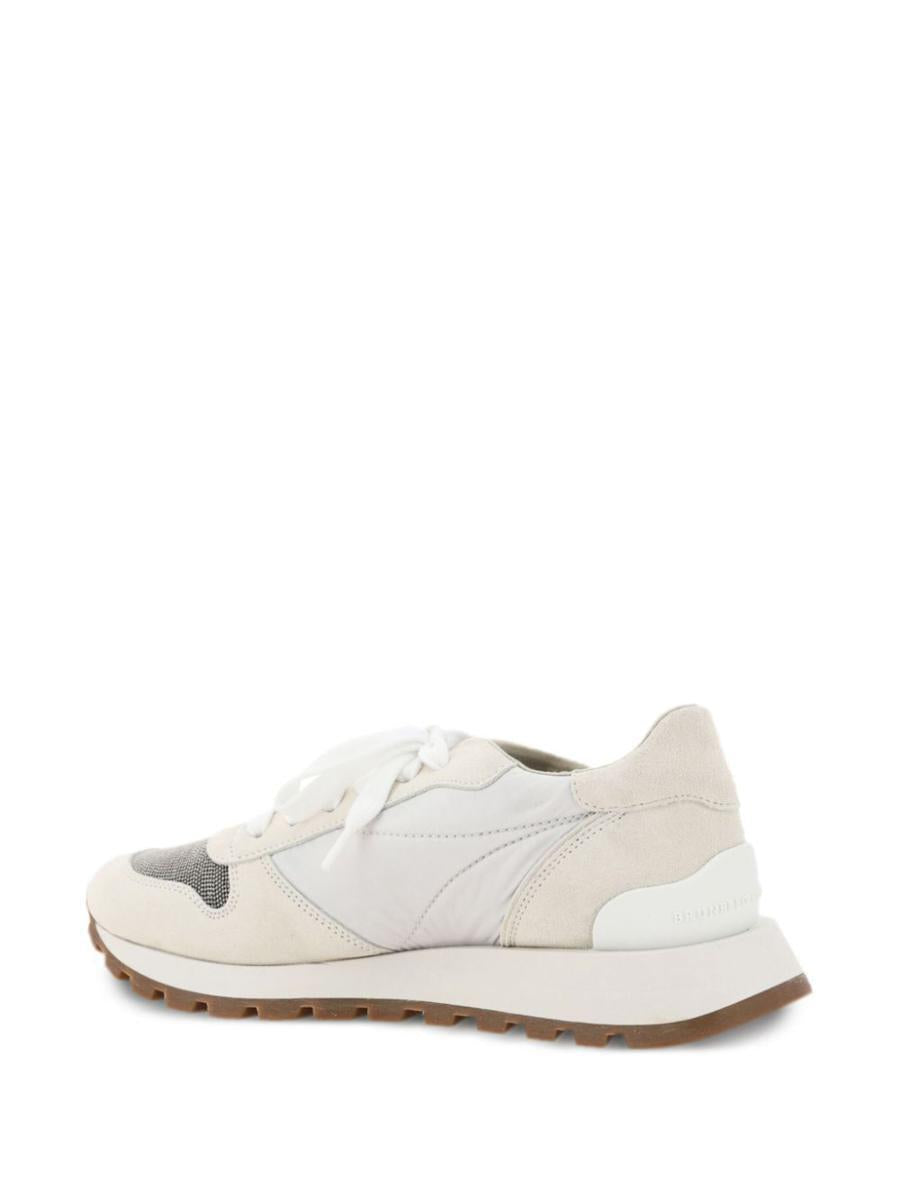 Brunello Cucinelli Bead-embellished Nylon And Suede Sneakers