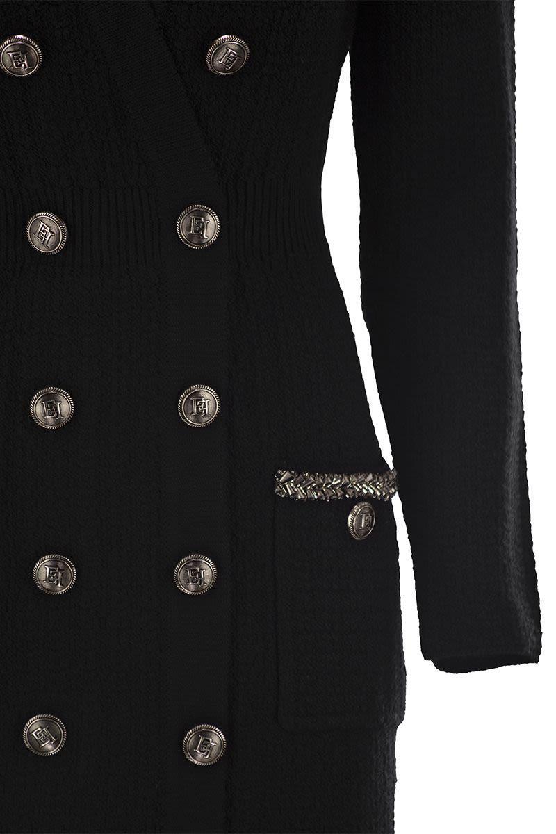 Elisabetta Franchi Robe Manteau In Bouclé Wool With Embroidery