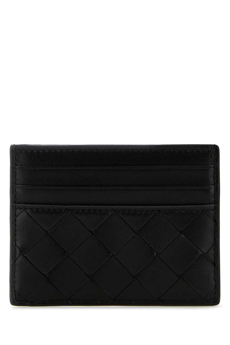 Bottega Veneta Black Card-holder With Intreccio Motif In Leather Woman
