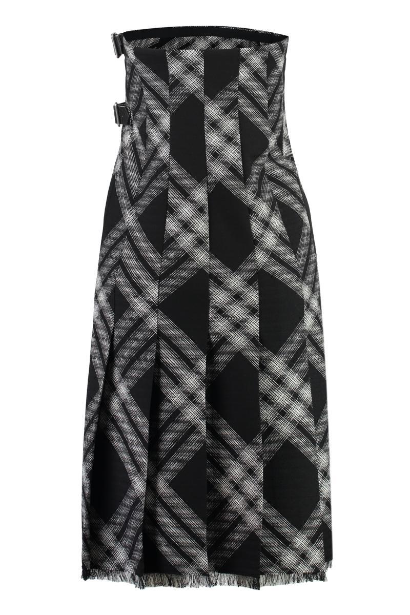 Burberry Midi Dress With Check Pattern In Black