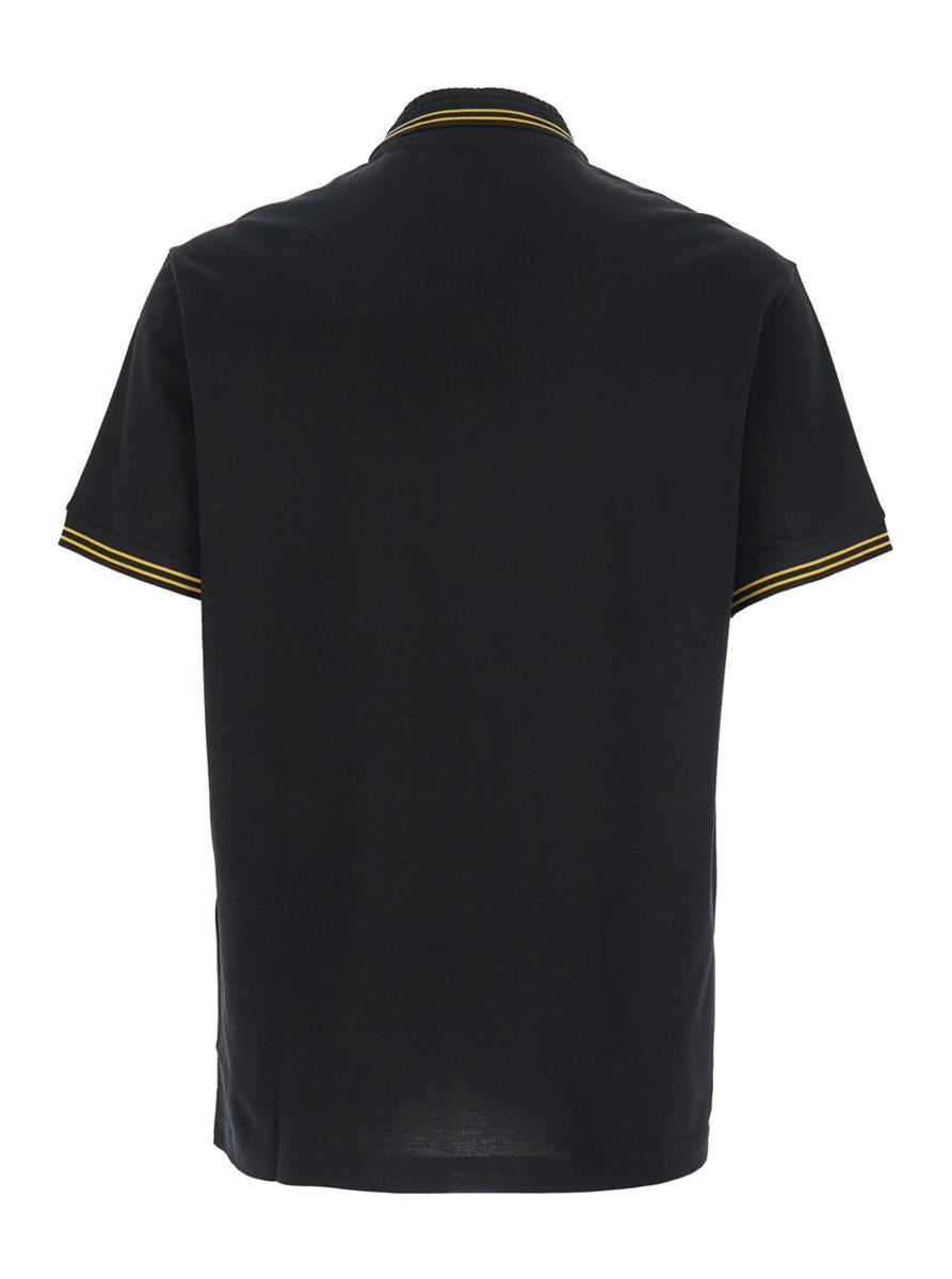 Versace Black Polo Shirt With Classic Collar And Medusa Embroidery