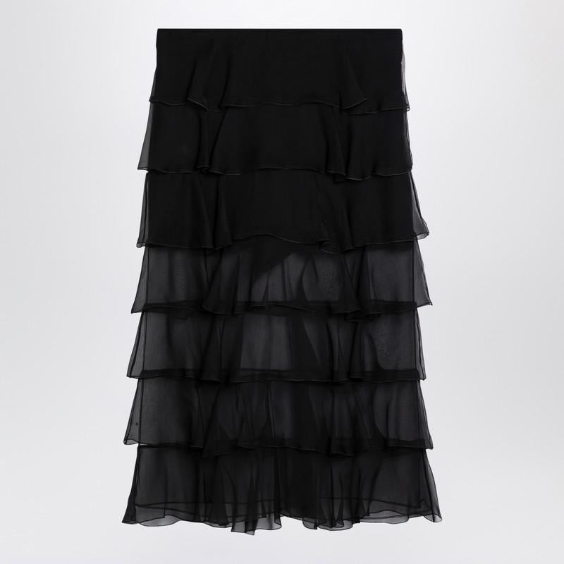 Valentino Semi-sheer Chiffon Midi Tiered Skirt