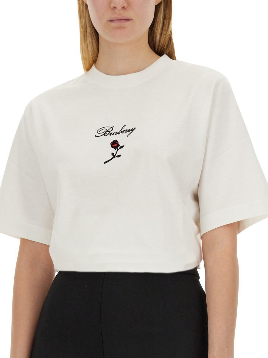 Burberry Crew Neck Floral Motif Short Sleeves T-shirt