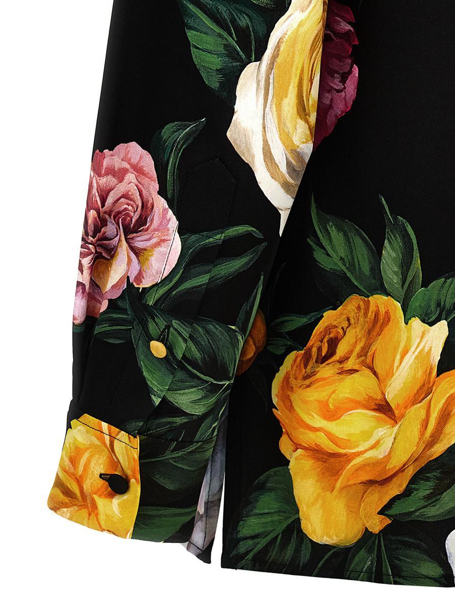 Dolce & Gabbana Multicolor Shirt With Oversize Pointed Collar And All-over Floral Motif In Silk Stretch Woman