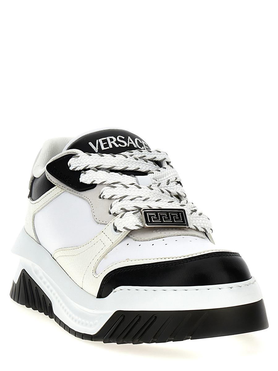 Versace White And Black Sneaker With Inserts And Chunky Sole In Leather Man