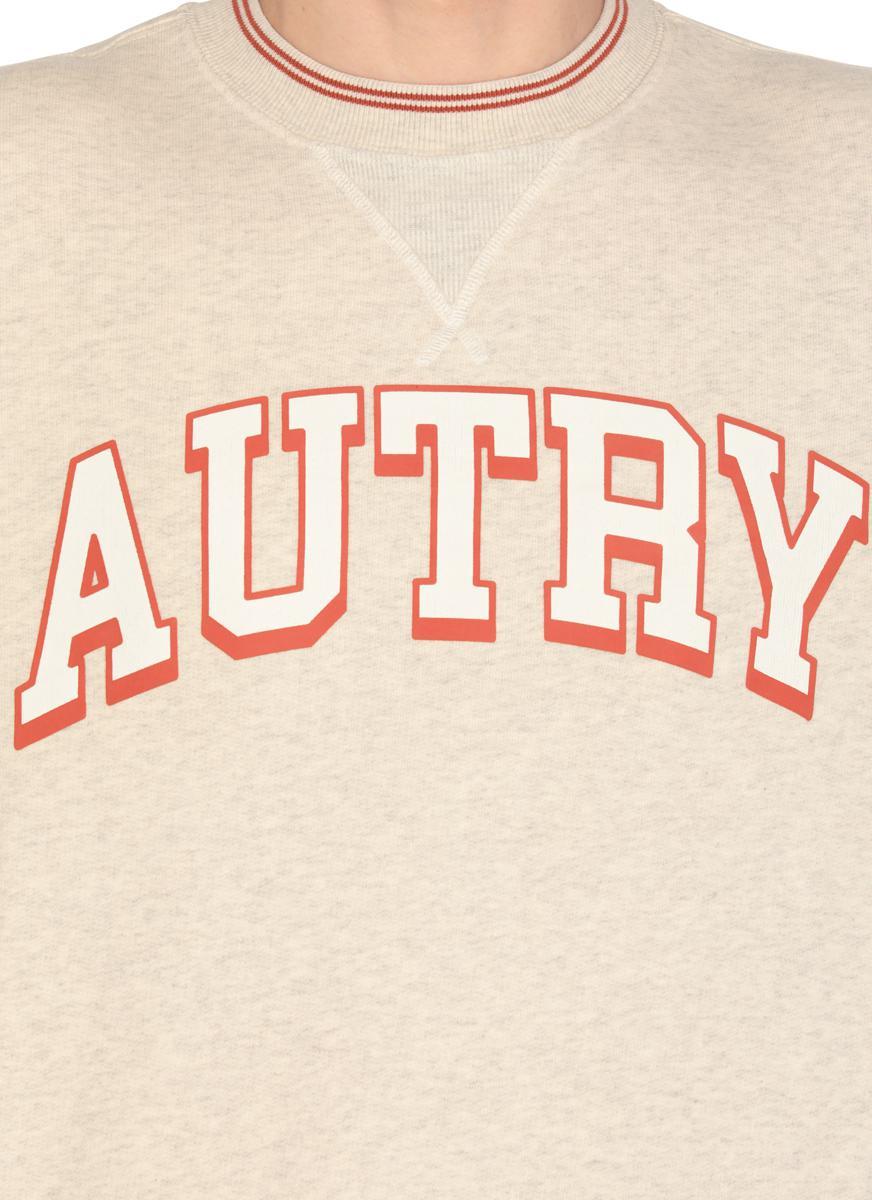 Autry Grey Cotton Blend Sweatshirt With Graphic Print In Neutral