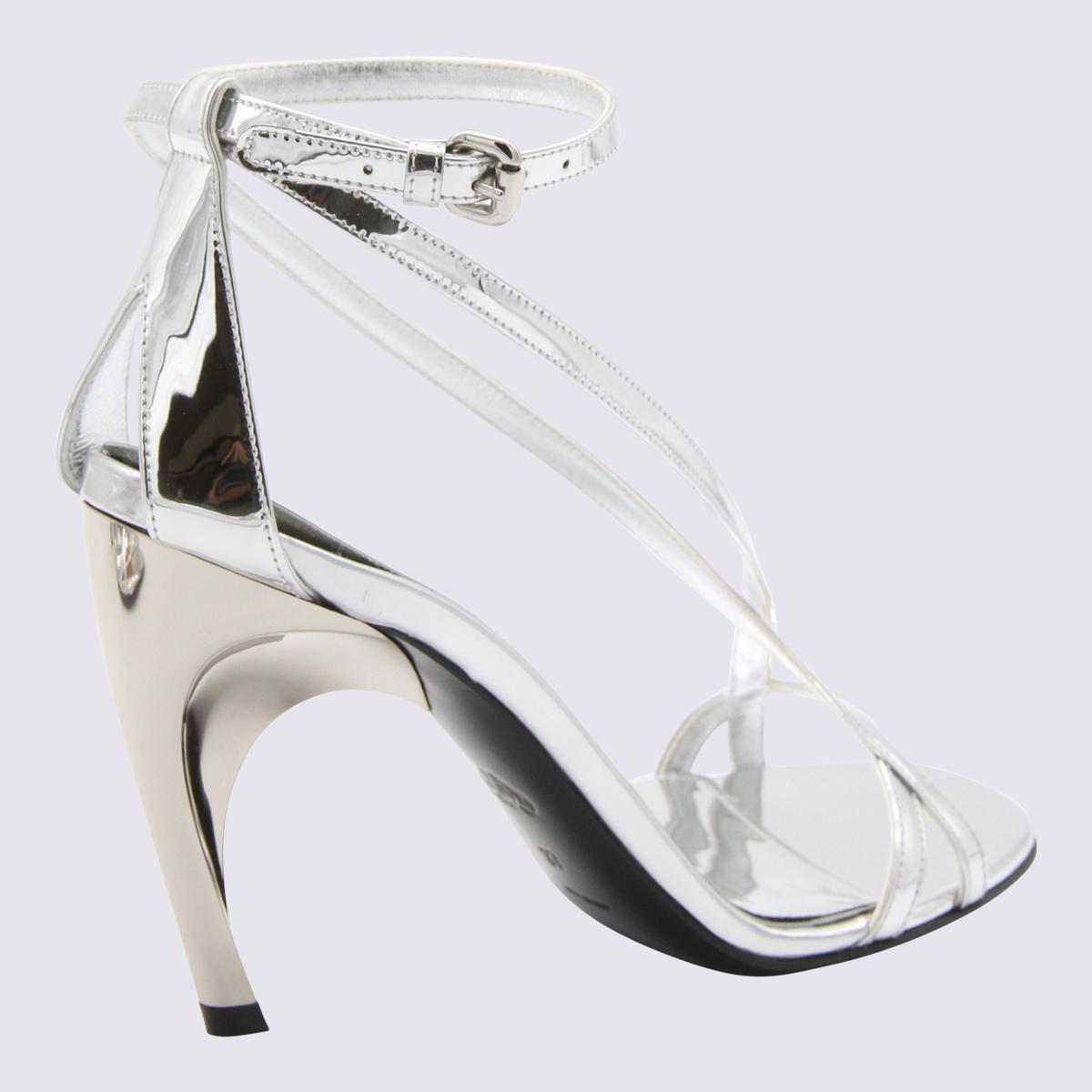 Alexander Mcqueen Silver-tone Leather Twisted Armadillo Sandals