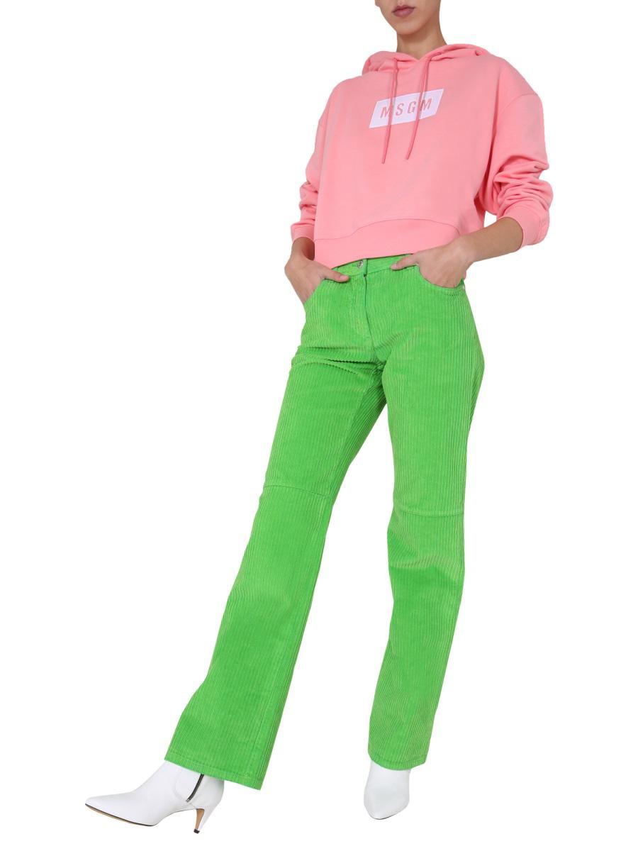 Msgm Logo Printed Hooded Sweater In Pink