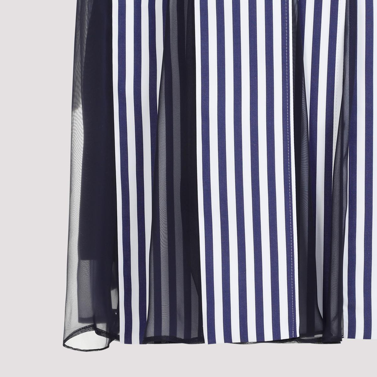 Sacai Navy Blue Stripes Cotton Thomas Mason Dress In Blue