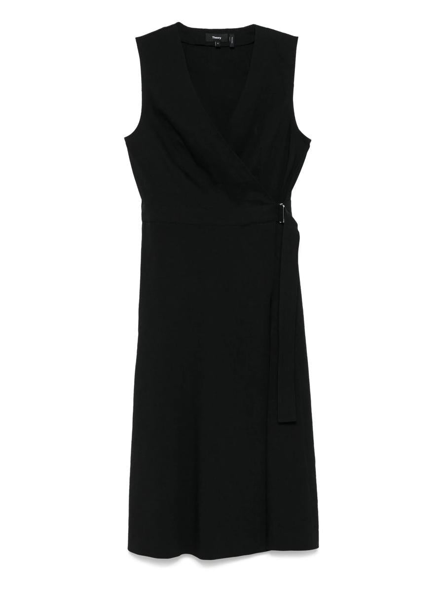 Theory Sleeveless A-line Wrap Dress In Good Linen
