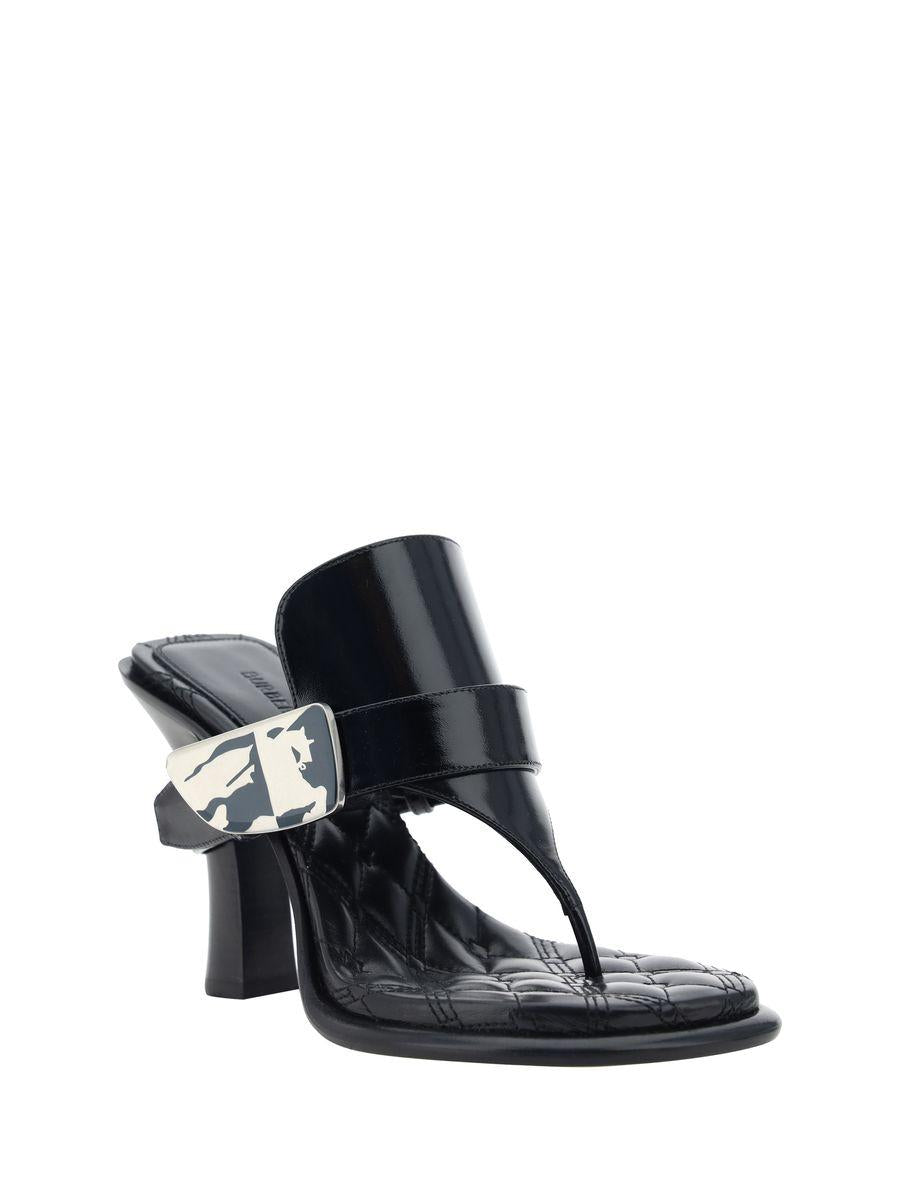 Burberry Prorsum Woman Thong Sandal Black Size 8 Leather