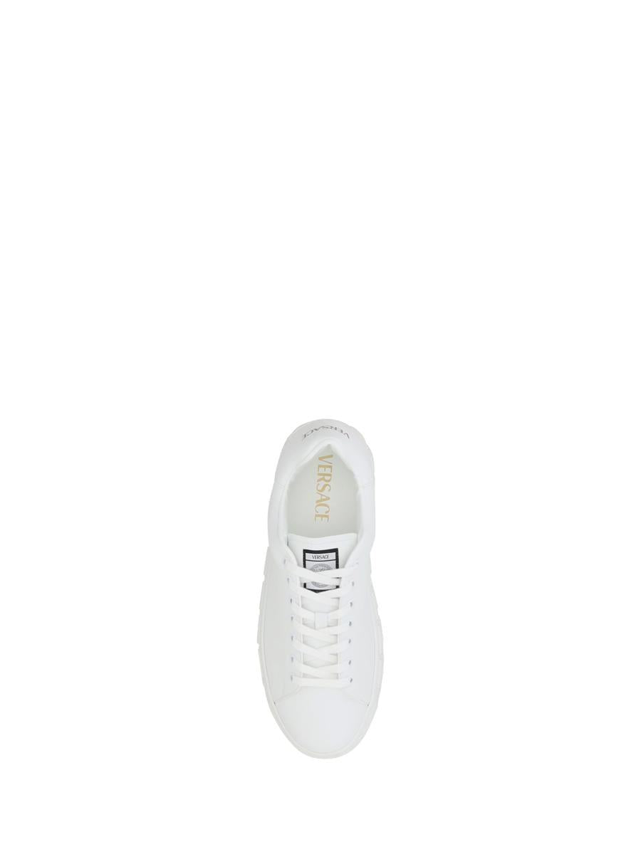 Versace Greca Responsible Faux Leather Sneakers In White