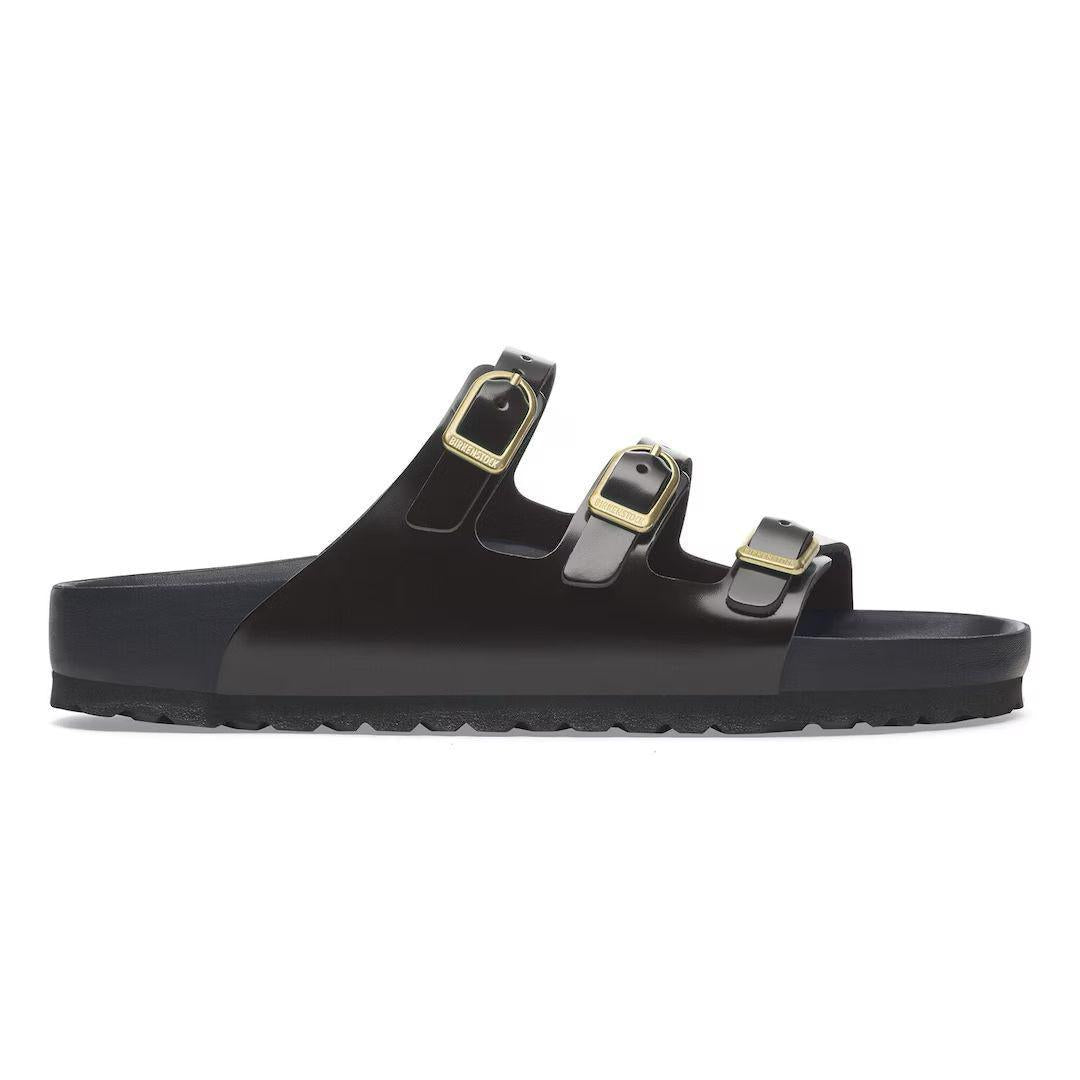 Birkenstock Florida Dbuckle Exquisite Shine Fit S Shoes In Black