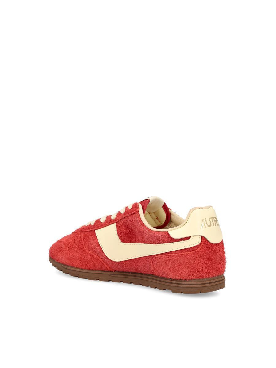 Autry Windspin Sneakers In Suede And Parrot Leather And Rutabaga In Suede/leat Ruby/rut