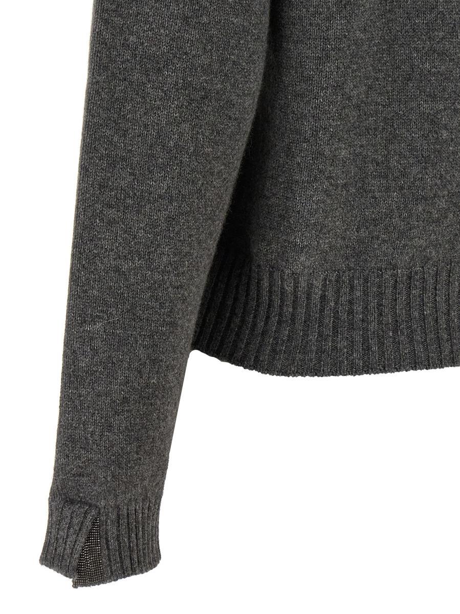 Brunello Cucinelli Cashmere Crewneck Knit Sweater With Ribbed Finish