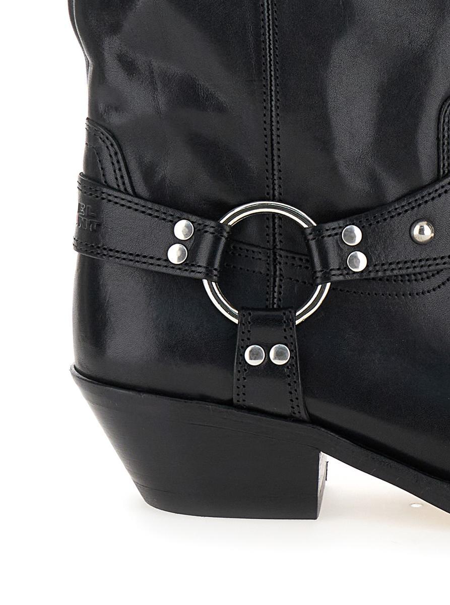 Isabel Marant Antya Leather Cowboy Boots In Black