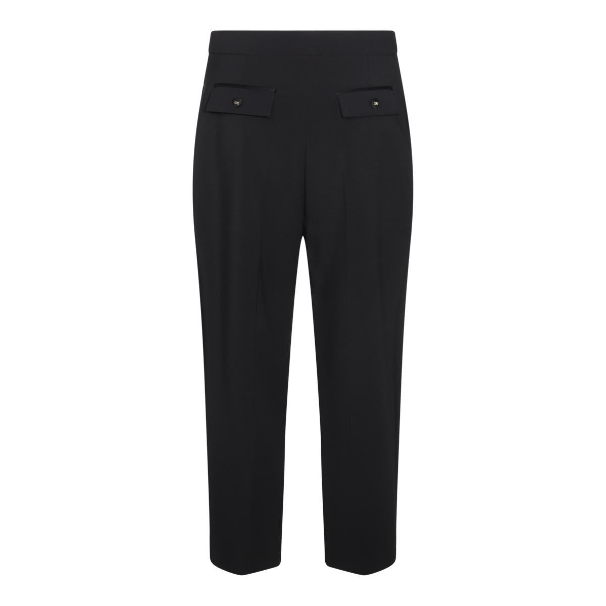 Elisabetta Franchi Flap Pockets High Waist Pleated Trousers In Black