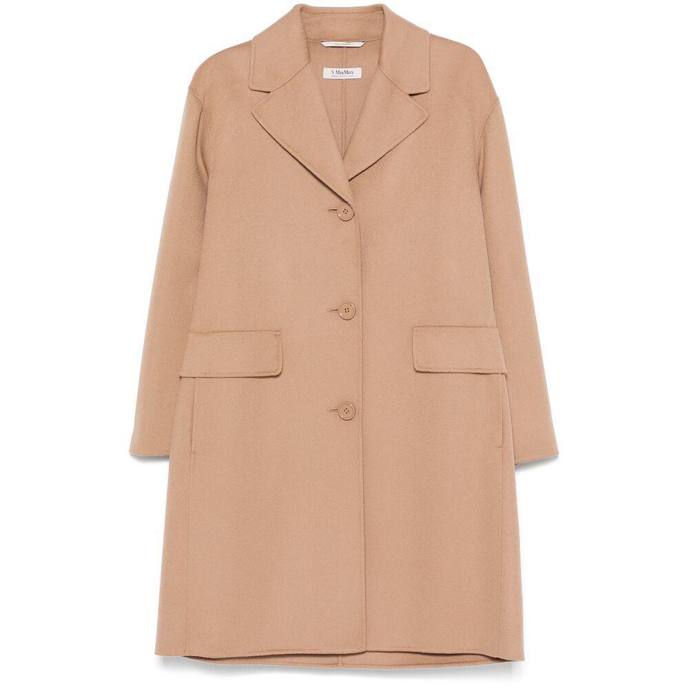 's Max Mara Wool Coat With Notched Lapels And Pockets In Beige