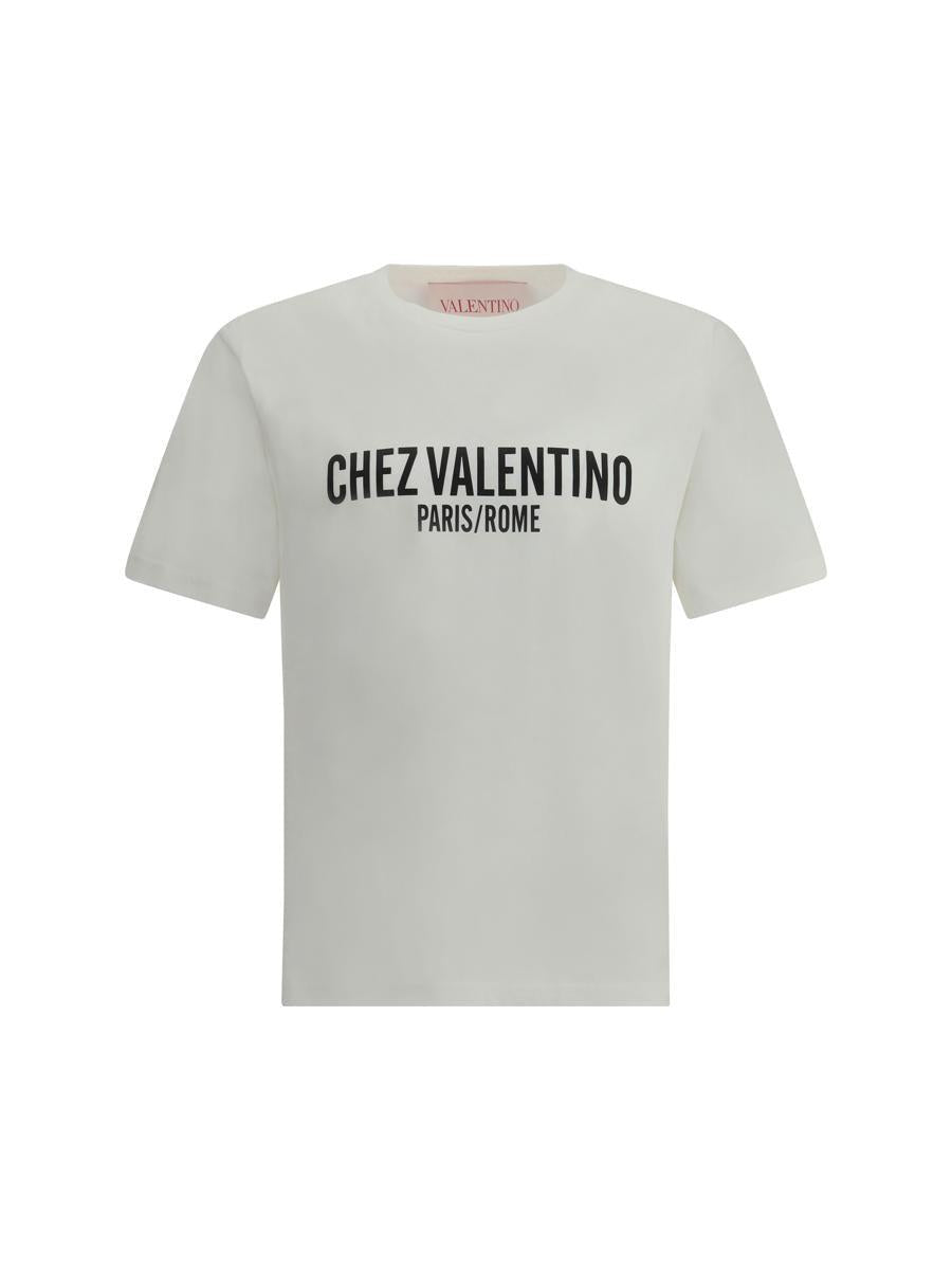 Valentino Cotton Crew Neck T-shirt With Graphic Print In White