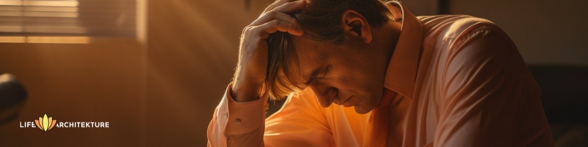 Man looking stressed after making mistake in presentation