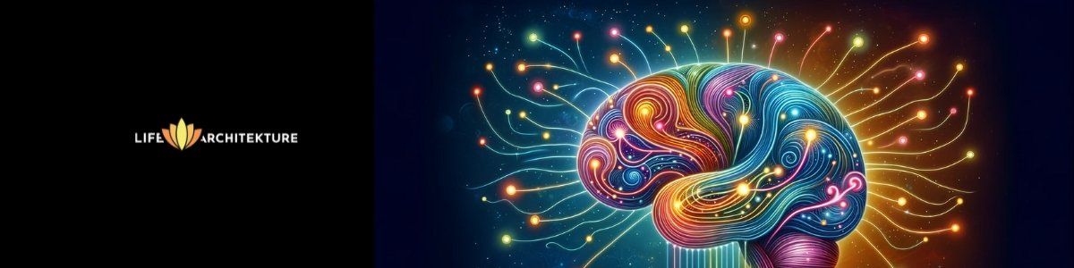 Kleurrijke illustratie van een verlicht brein na het gebruik van mantra's