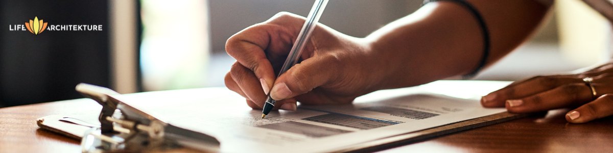 woman filling a form with a pen