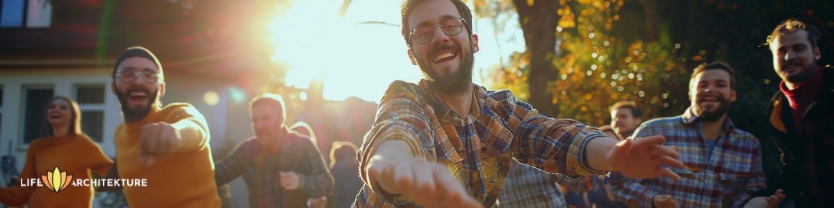 Group of friends enjoying dancing in a community gathering